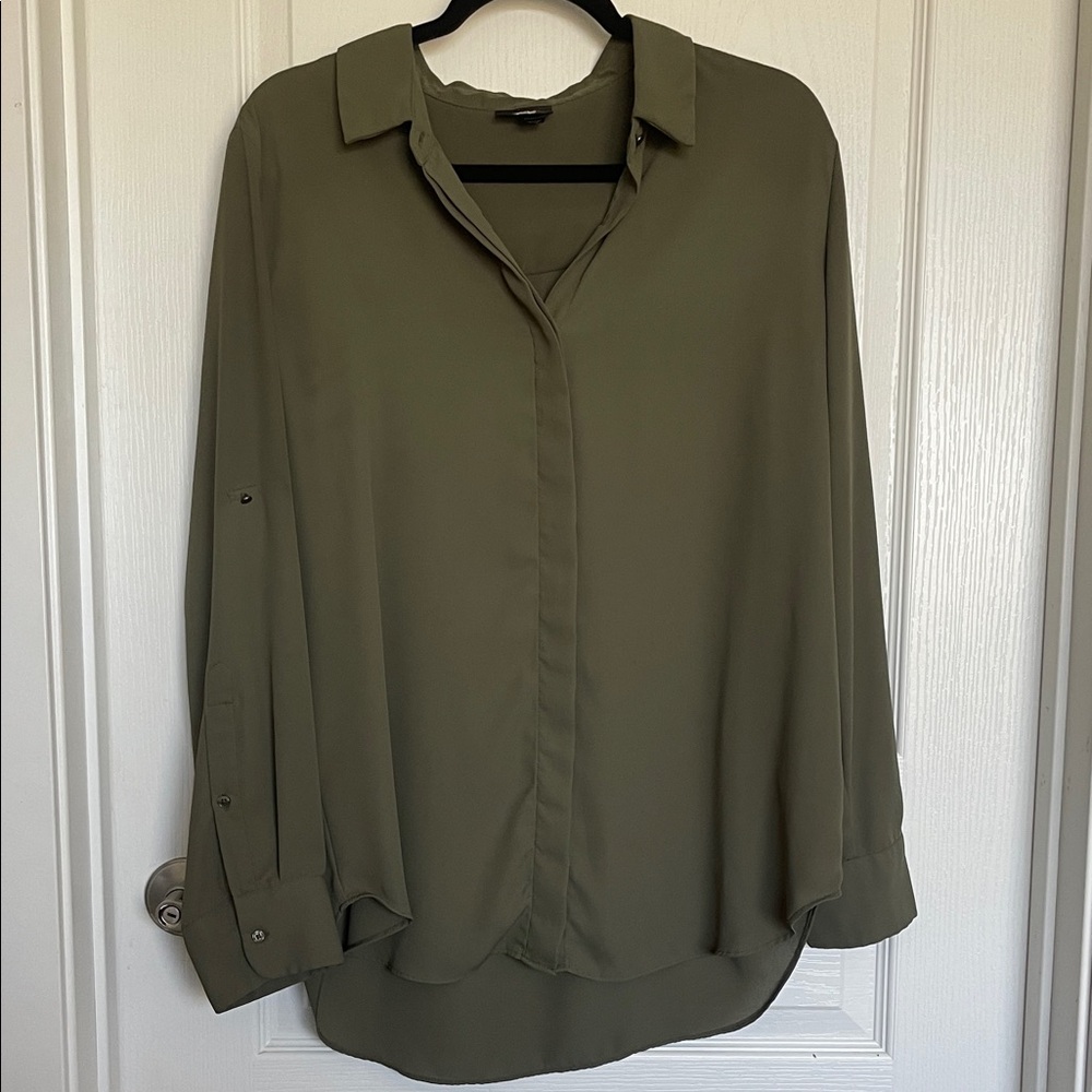 Elegant Olive Button-Down Shirt